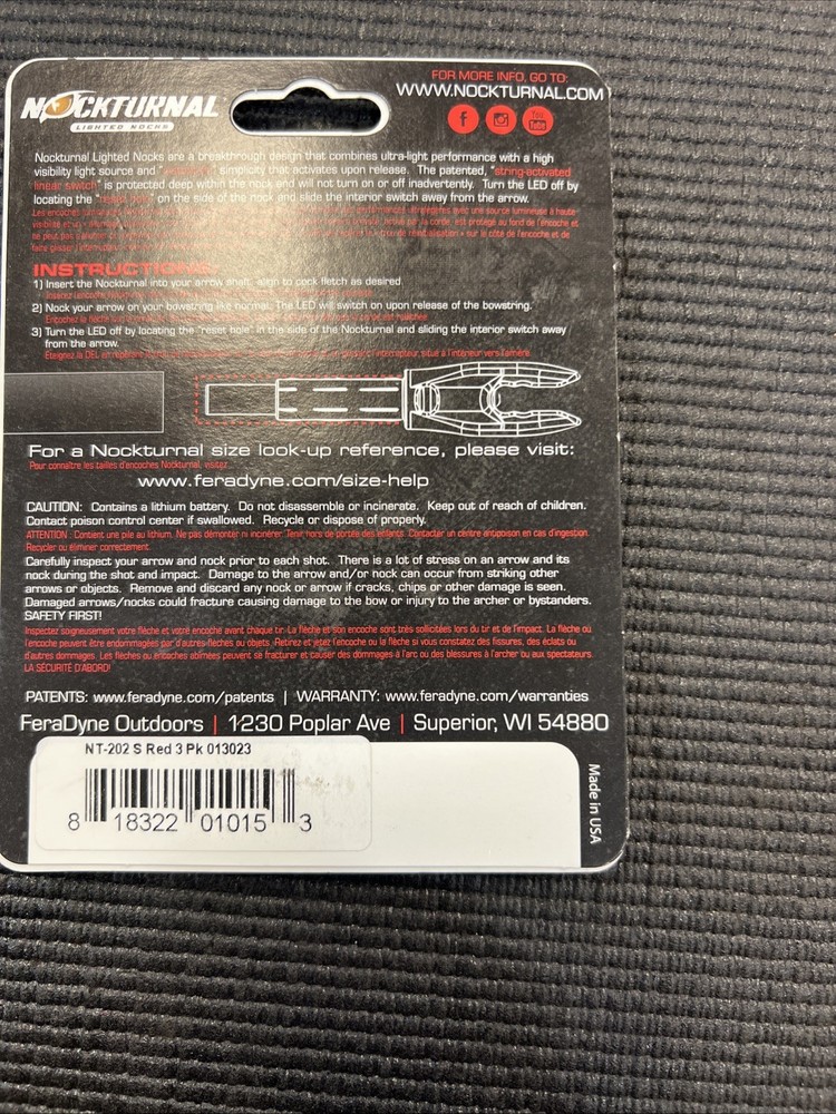 Nockturnal NT-202 Red High Visibility LED Lighted Locks 3-Pack Size Small