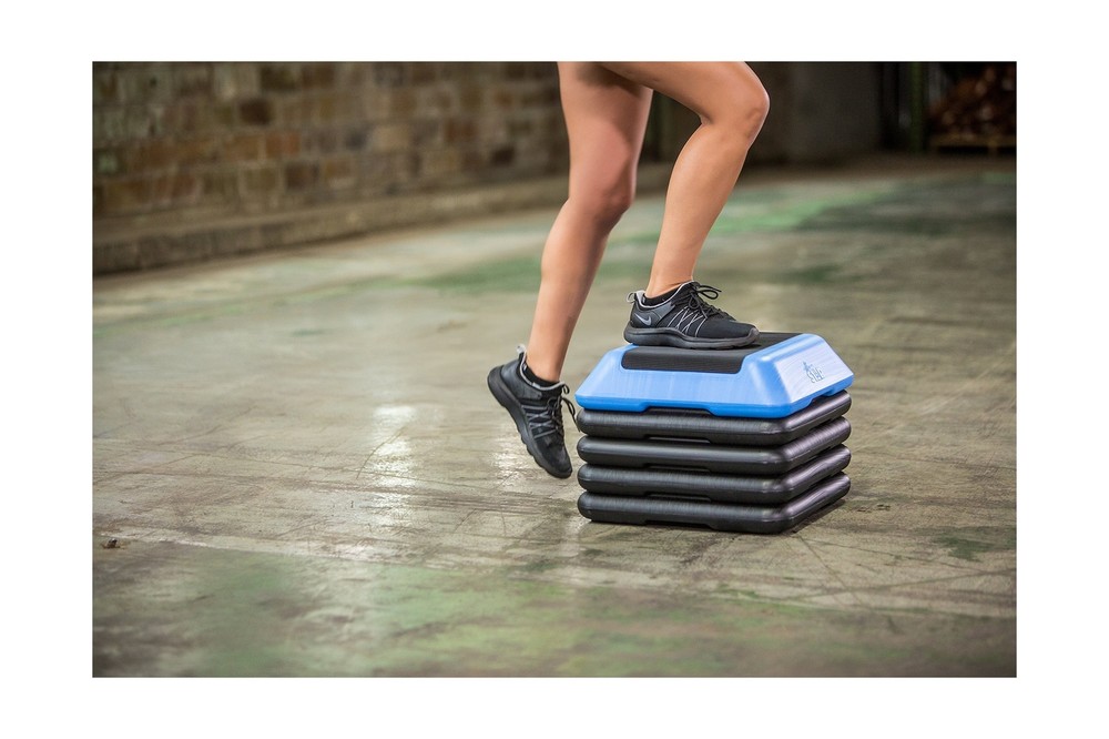 The Step Adjustable High Step Aerobic Platform with 4 Risers, Home Gym Workou...