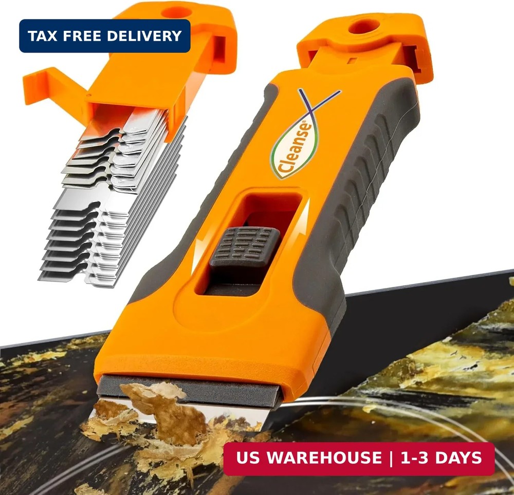 Razor Blade Scraper Tool with 15pcs Extra Blades, Cleaning Razor Scraper for Gla