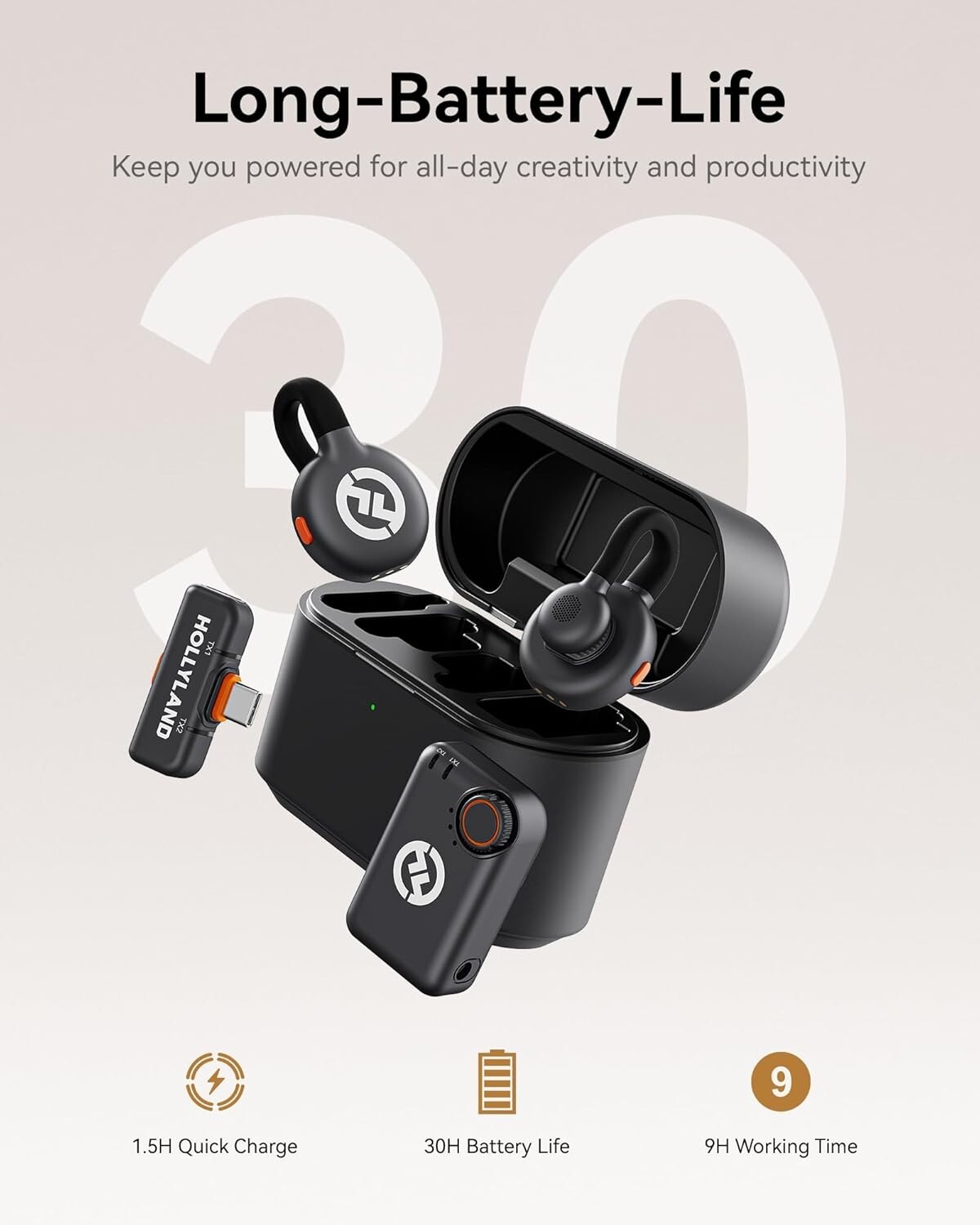 Hollyland Lark M2S Mini Combo (Camera RX+Type-C RX) Wireless Lavalier Microphone