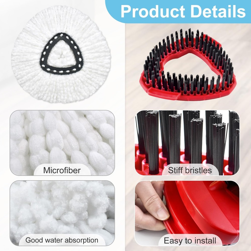 Spin Mop Head, Mop Replacement Handle,Brush,Base Compatible with O Cedar 1 Ta...