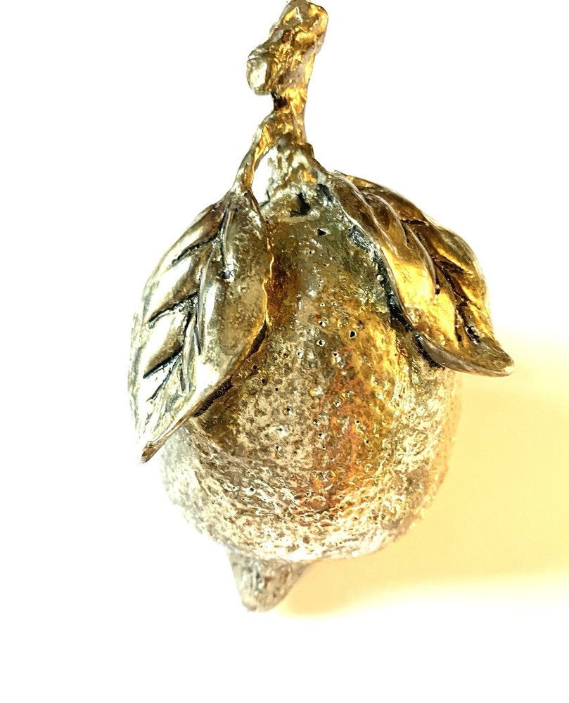 Vintage Silver-plated Lemon Decorative Sculpture Rare Find