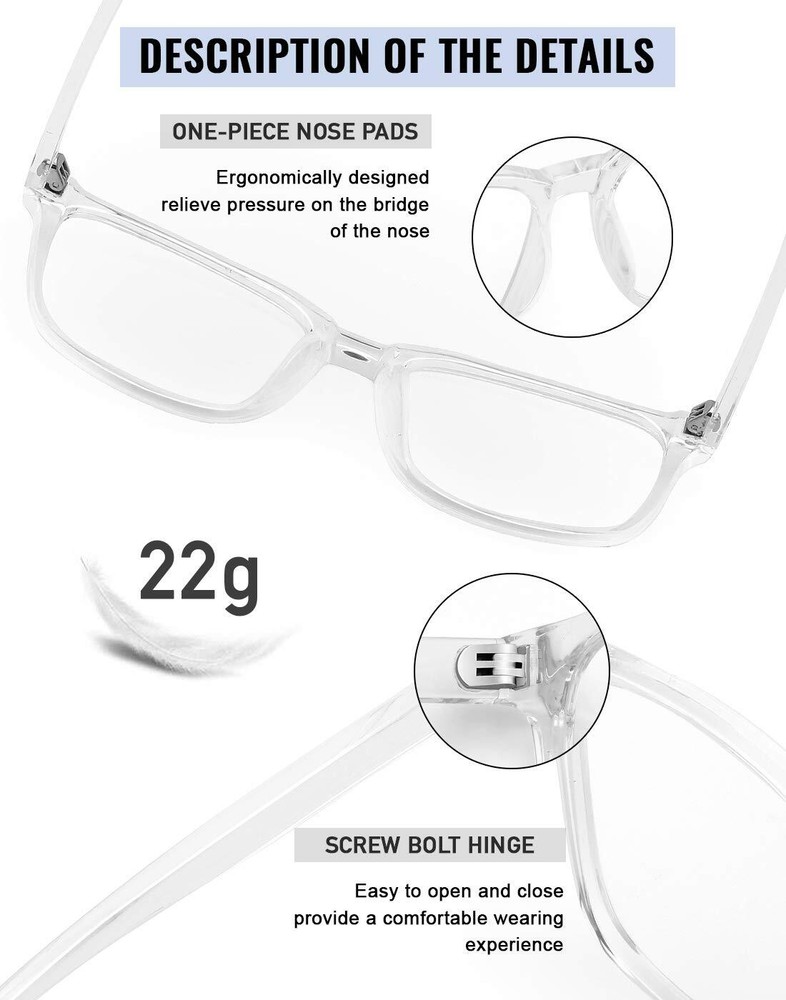 Blue Light Blocking Glasses Oversized Square Computer Glasses Anti Blue Light...