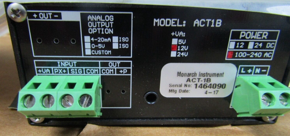🔥NEW MONARCH ACT1B PANEL TACOMETER ACT1B-1-0-1-0-001