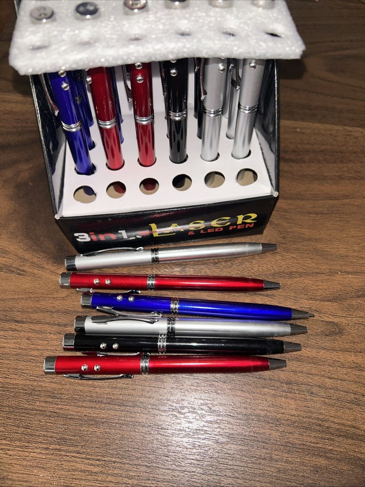 60pcs Laser Pointer Ballpoint Pens Red Point Visible Beam Lazer Flashlight