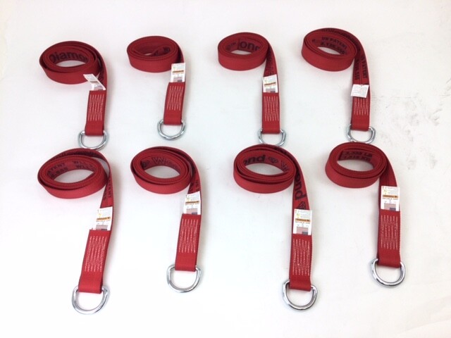 2" x 8' Red Diamond Weave Lasso Strap With D Ring (8 Pack)