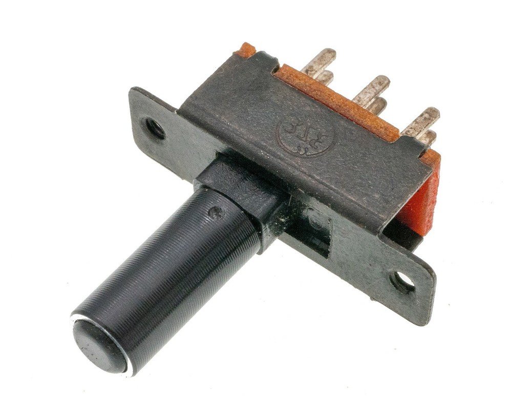 5pcs DPDT Panel Mount 6-pin 2 Positions Slide Switch, Round Baton Actuator, PCB