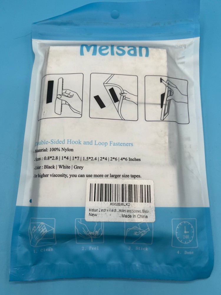 2x4 Inch Adhesive Square Hook and Loop Tape - 12 Sets - Sticky Back Fastener ...