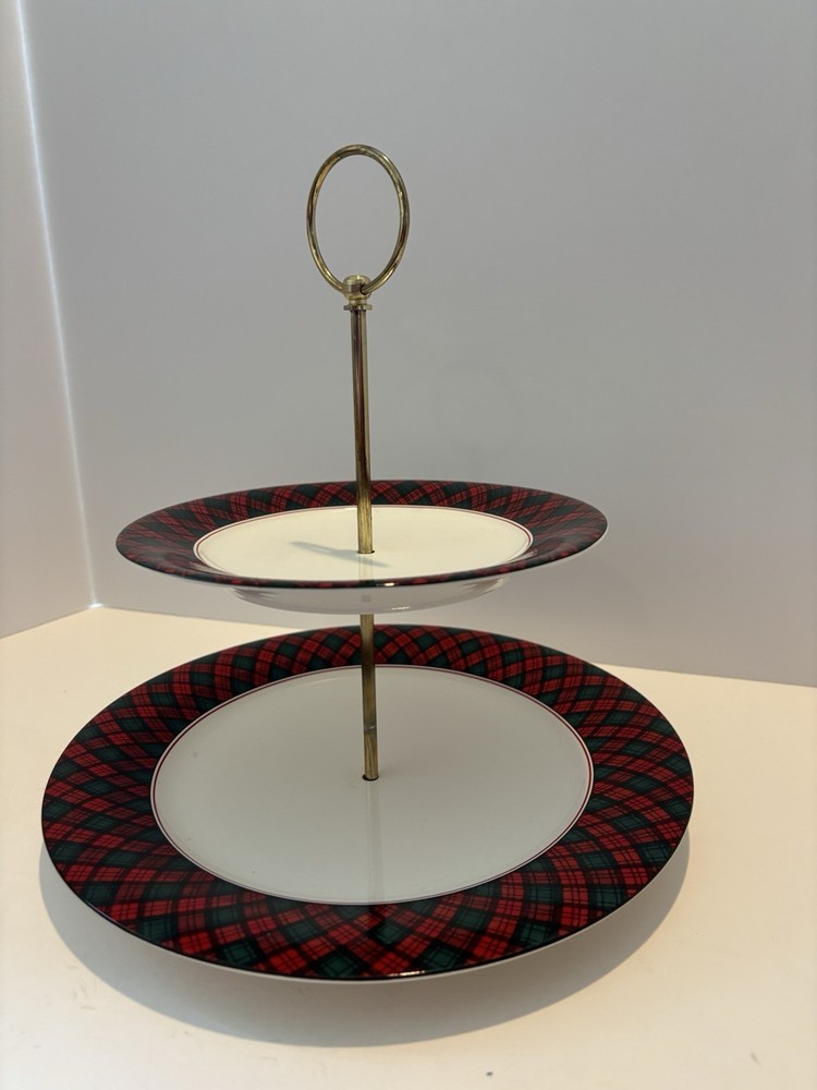 Arita Tartan 2 Tier Serving Tray
