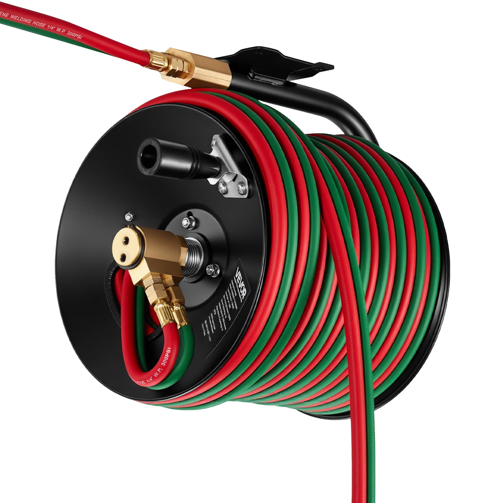 VEVOR Retractable Welding Hose Reel Hand Crank Hose Reel with 1/4" x 100FT Hose