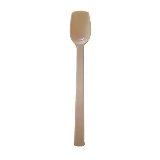 Thunder Group PLBS010BG 3/4 oz Beige Polycarbonate Solid Buffet Spoon - 1 Doz