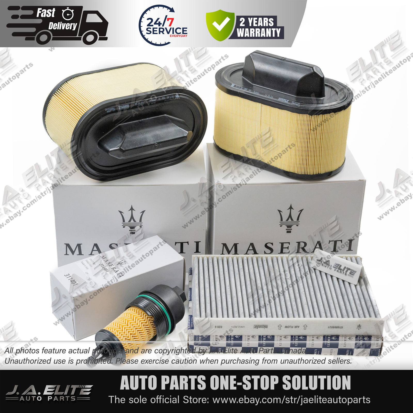 Genuine Oil & Air & AC Filters for Maserati V6 Gas Ghibli Quattroporte & Levante