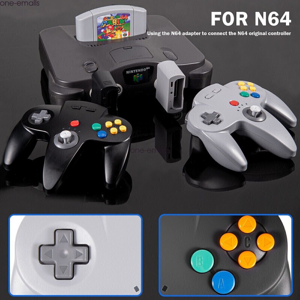 Wireless N64 Controller for Nintendo 64 Console PC Windows Switch w/ Rumble Pak.