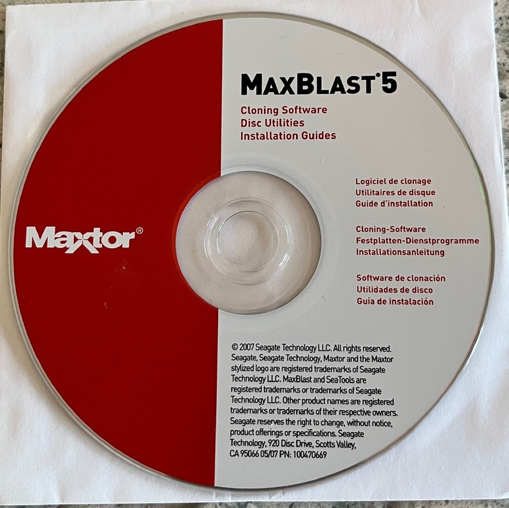 Maxtor 2007 MaxBlast 5 Installation Software CD-ROM