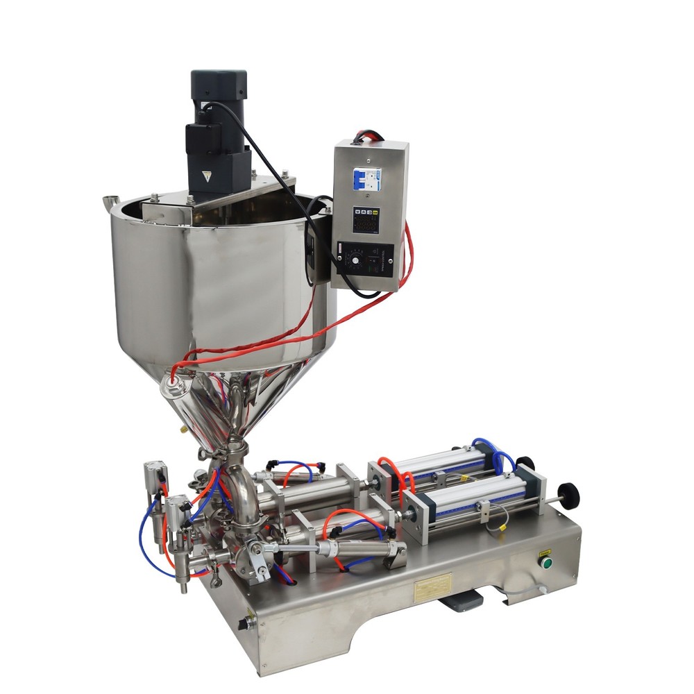 50-500ml Paste Liquid Filling Machine W/ Mixing,Heating Function 2Nozzle Filling