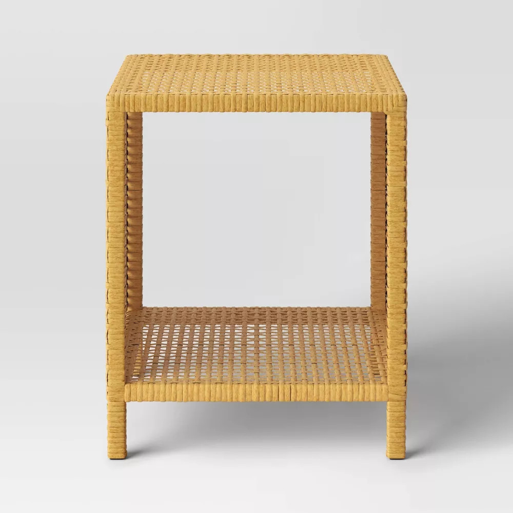 Square Weybridge Shelf Patio Accent Table Brown - Threshold