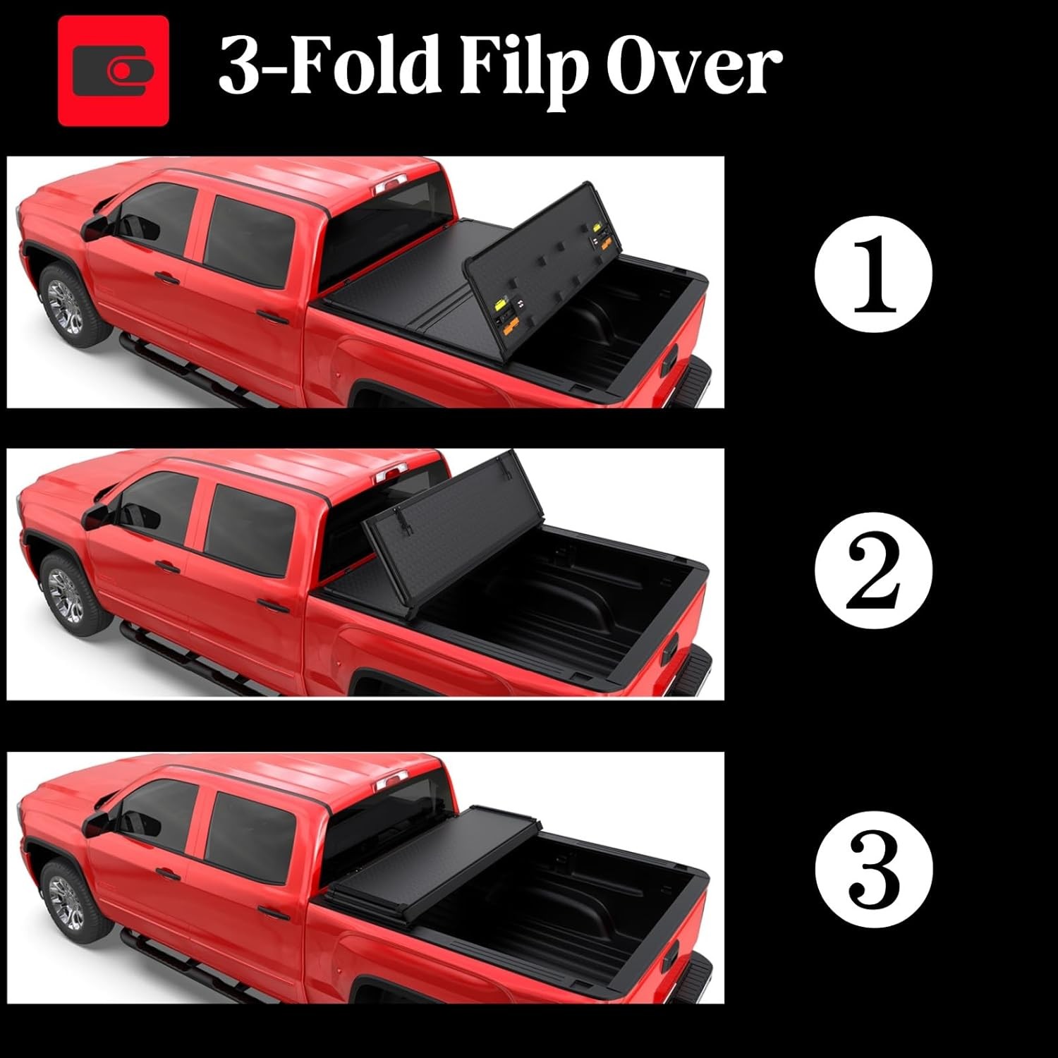 4.6FT 3-Fold Hard Tonneau Cover w/ Light for Ford Maverick 2022-2025 Truck Bed