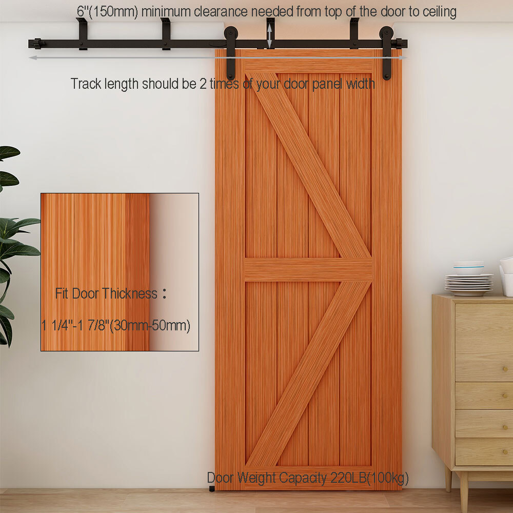 4-20FT Ceiling Mount Bracket Sliding Barn Door Hardware Track Kit Single/Double