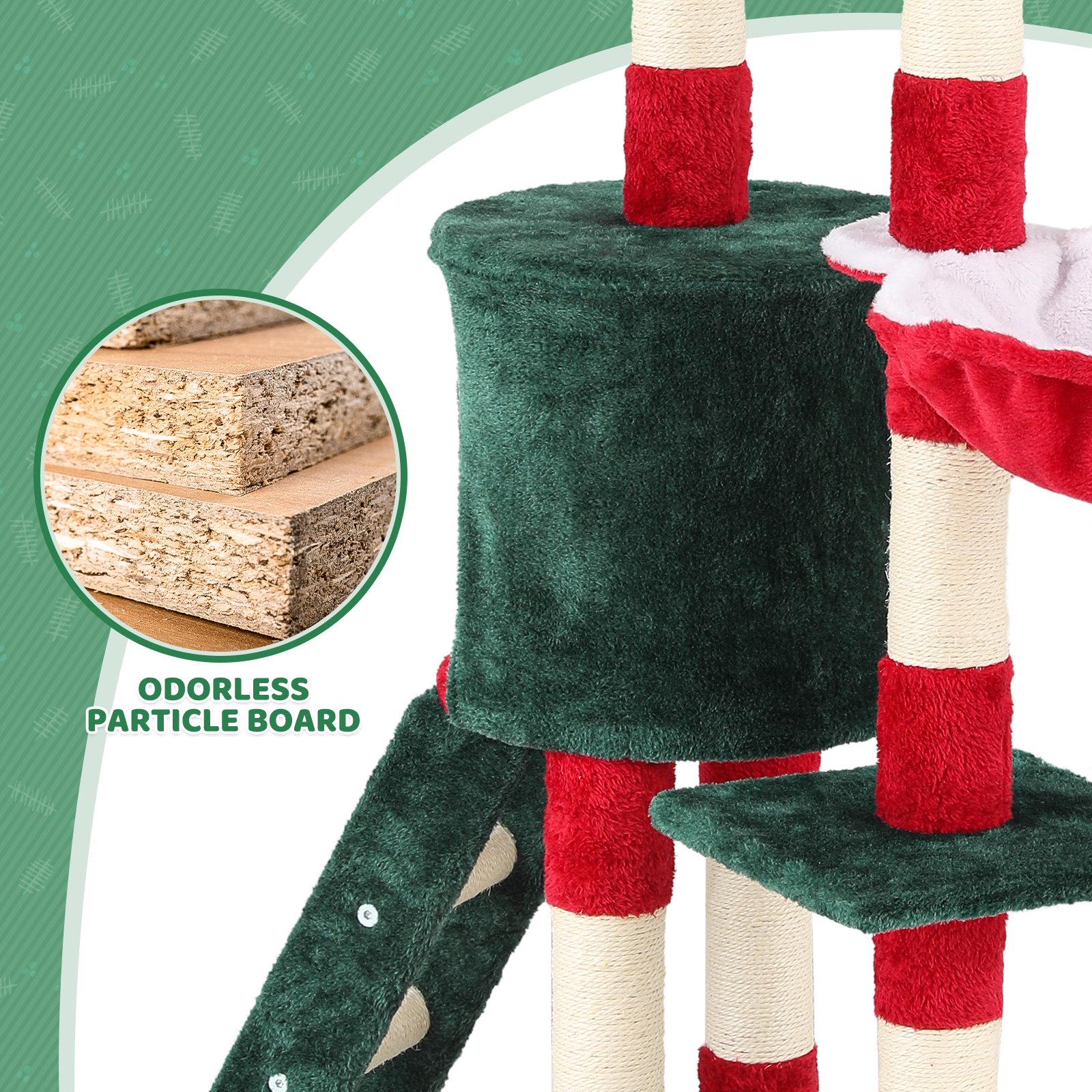 55 Inch Indoor Christmas Cat Tree Cat Tower Cat Crawl Cat Nest Party Xmas Décor