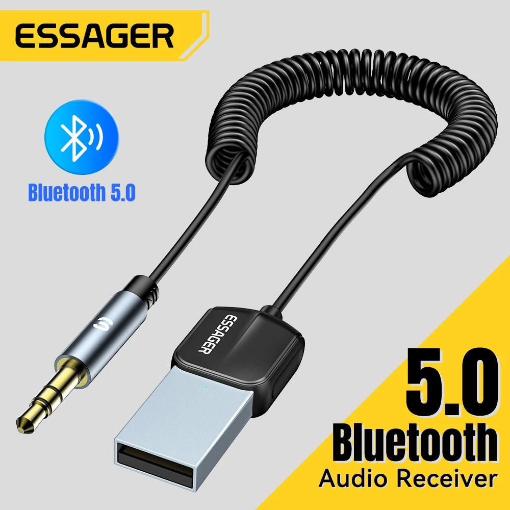 Essager Wireless Bluetooth 5.0 Receiver Adapter Handsfree 3.5mm Jack Aux Audio