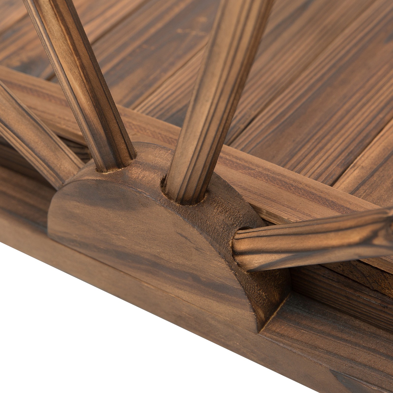 3.3ft Wooden Garden Bridge Arc Footbridge with Half-Wheel Style Railings