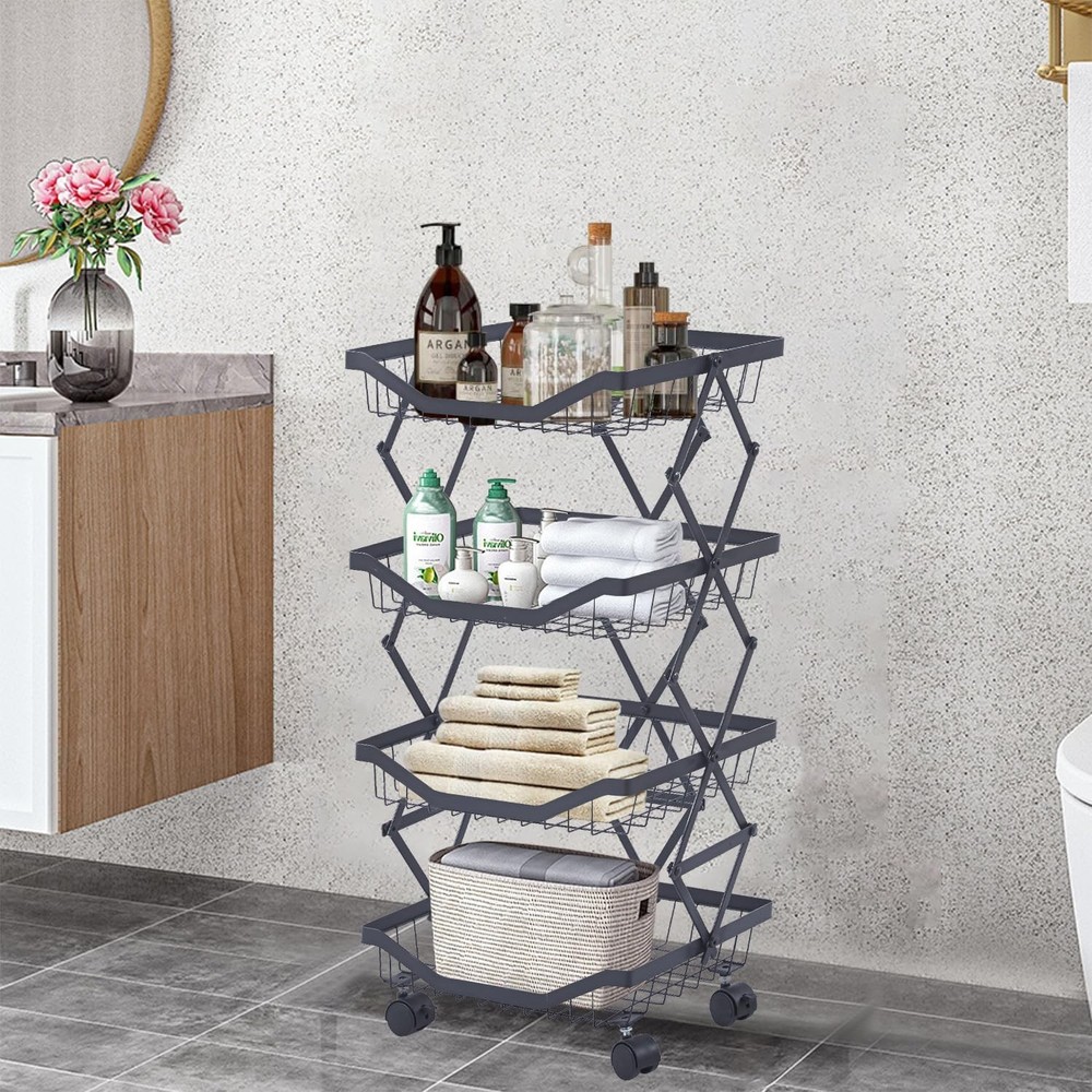 ULIKEUS 4 Tier Fruit Basket for Kitchen Stackable Metal Wire Fruit Vegetable ...