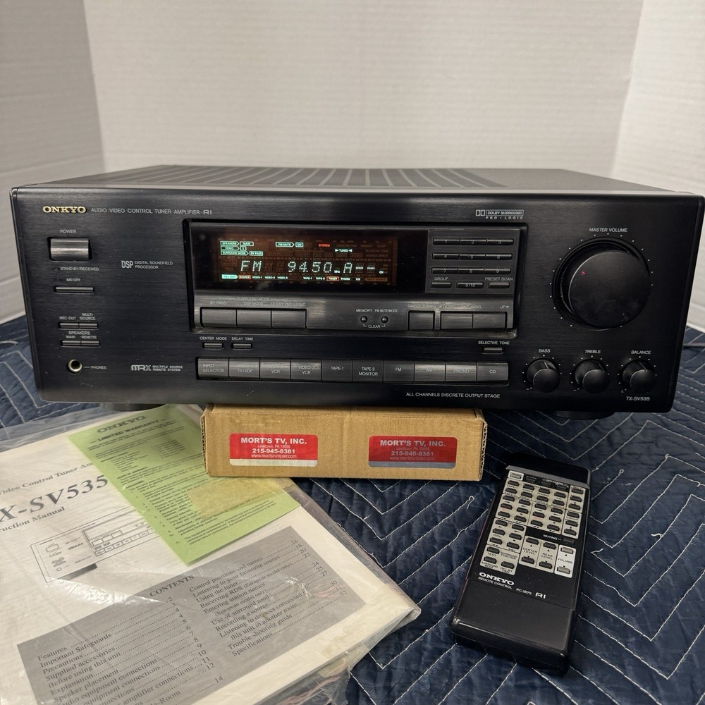 ONKYO TX-SV535 SURROUND SOUND RECEIVER - PHONO INPUT - SERVICED- CLEANED-TESTED