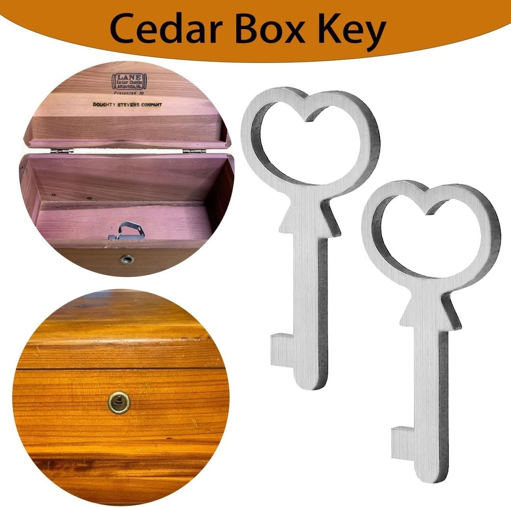 "Cedar Box Key, Replacement for Lane Mini Keepsake Boxes, Key Lock, Metal, 2PC "