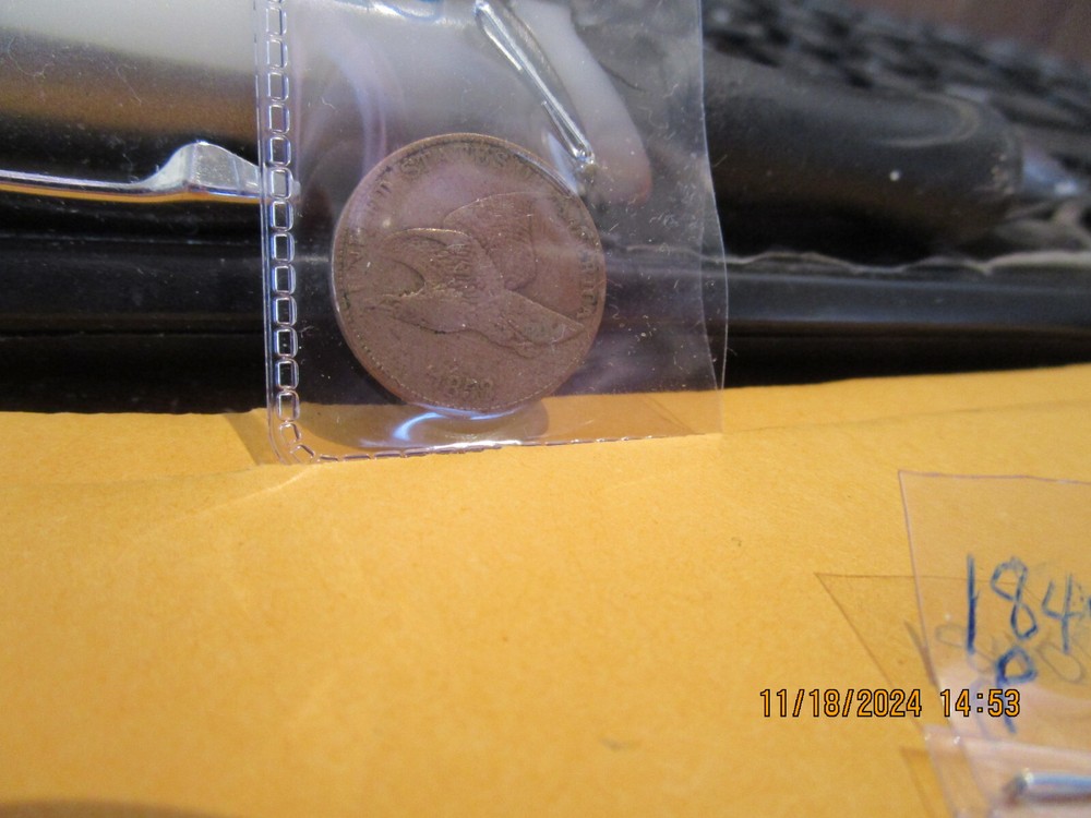 1858 SM. LettersFlying Eagle Cent XF