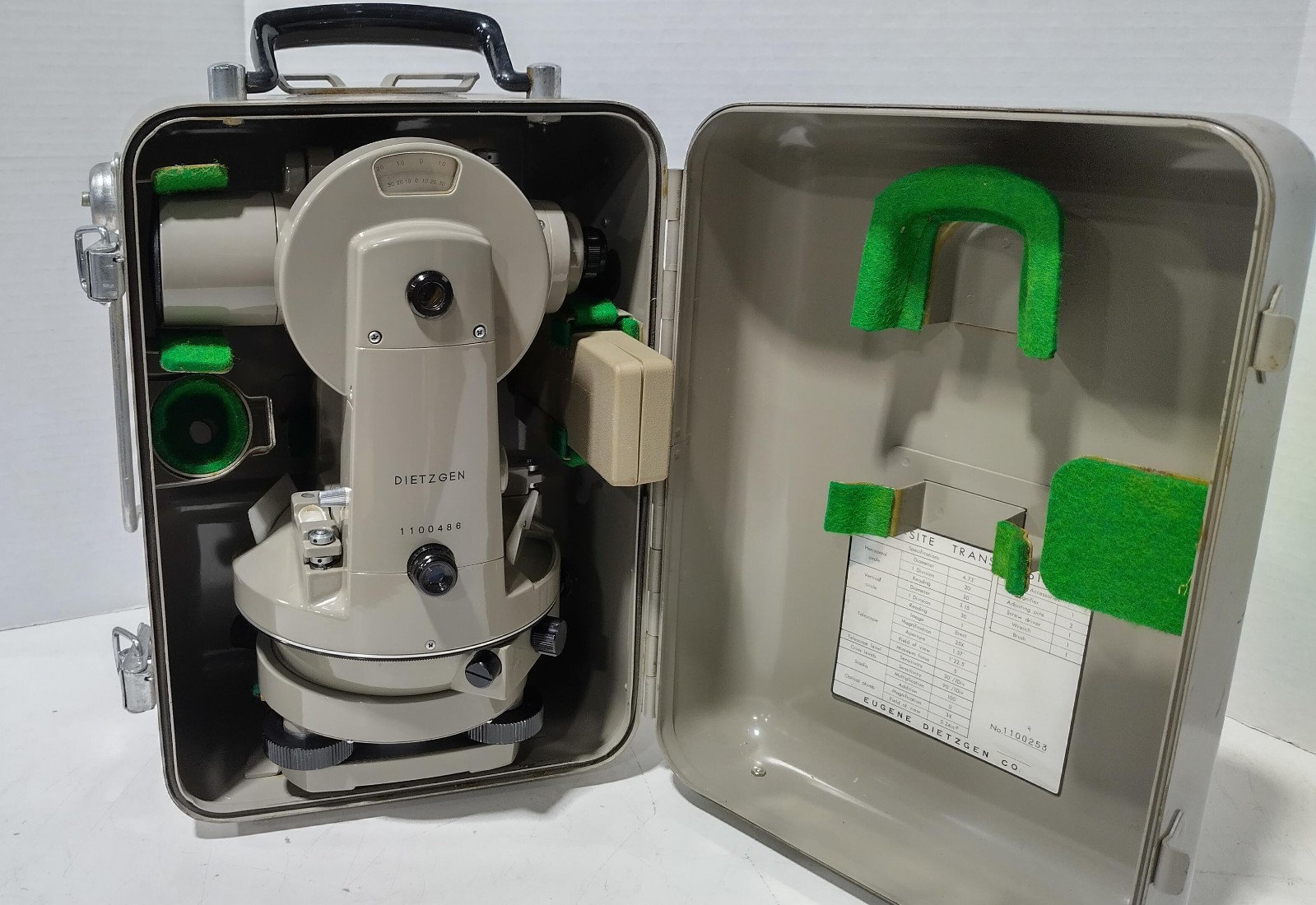 Dietzgen Top Site Transit 6140 w/Case, Manual, Cleaning Kit Vintage 1960s 110048