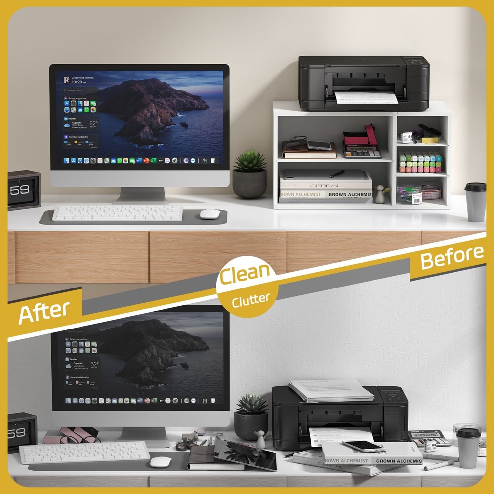 Printer Stand with Storage for Desk Large Desktop Printer Stand Desk Organizer.
