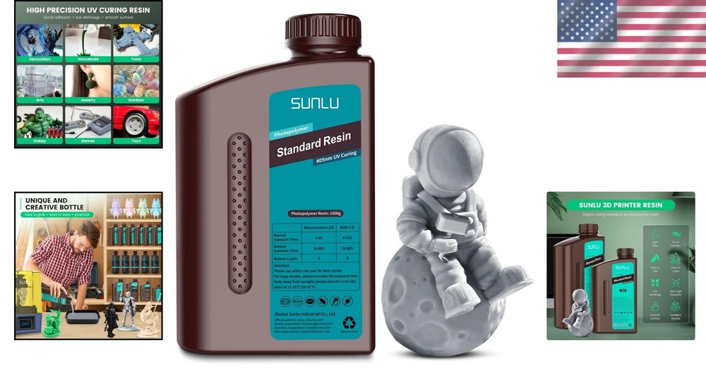 1kg Fast Curing 3D Printer Resin - Low Shrinkage, High Precision Grey Liquid