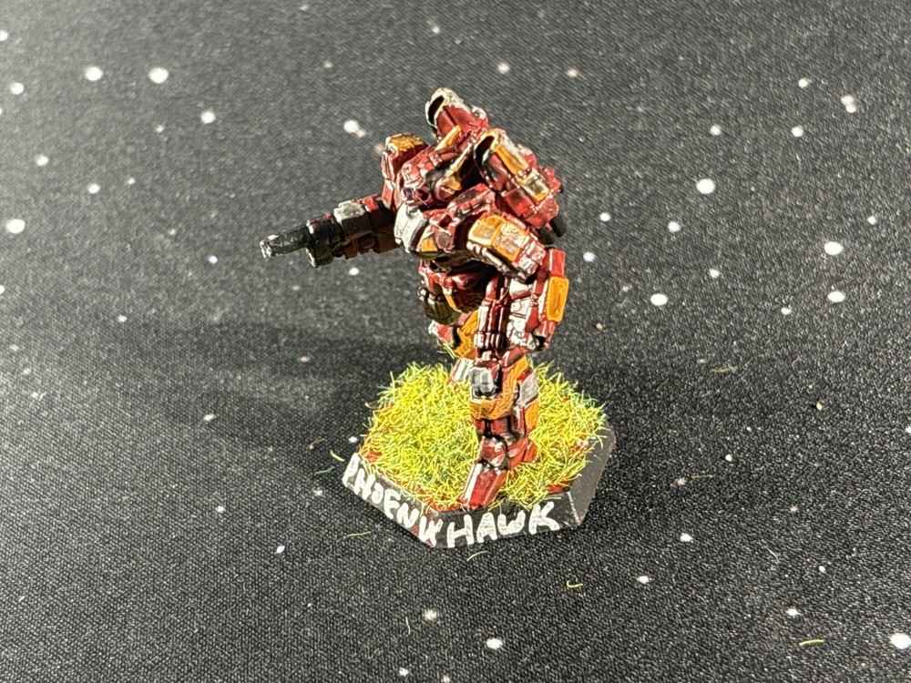 Hand Painted BattleTech Phoenix Hawk - IIC Mech -- Clan Direct Fire Star