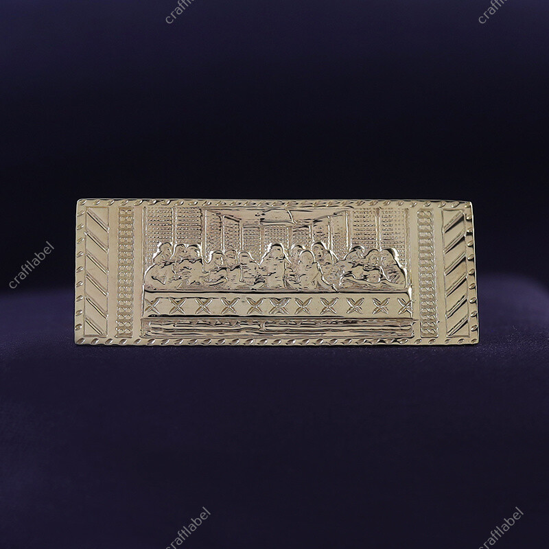 Two Finger Rectangular Last Supper Atlas Men's Ring Solid 925 Sterling Silver