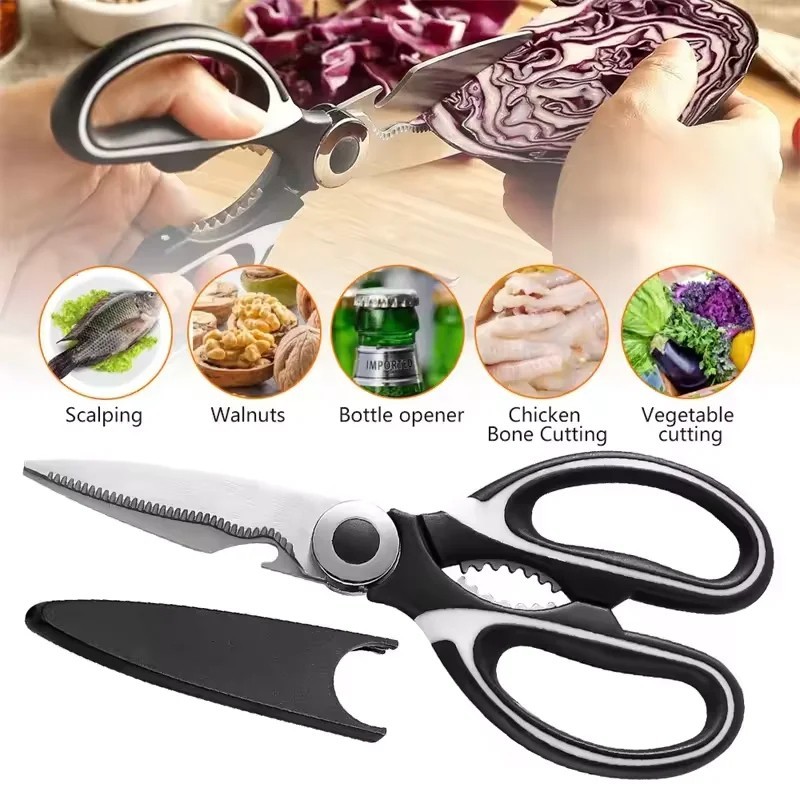 Multifunctional Stainless Steel Kitchen Scissors with Bottle Opener Tool
