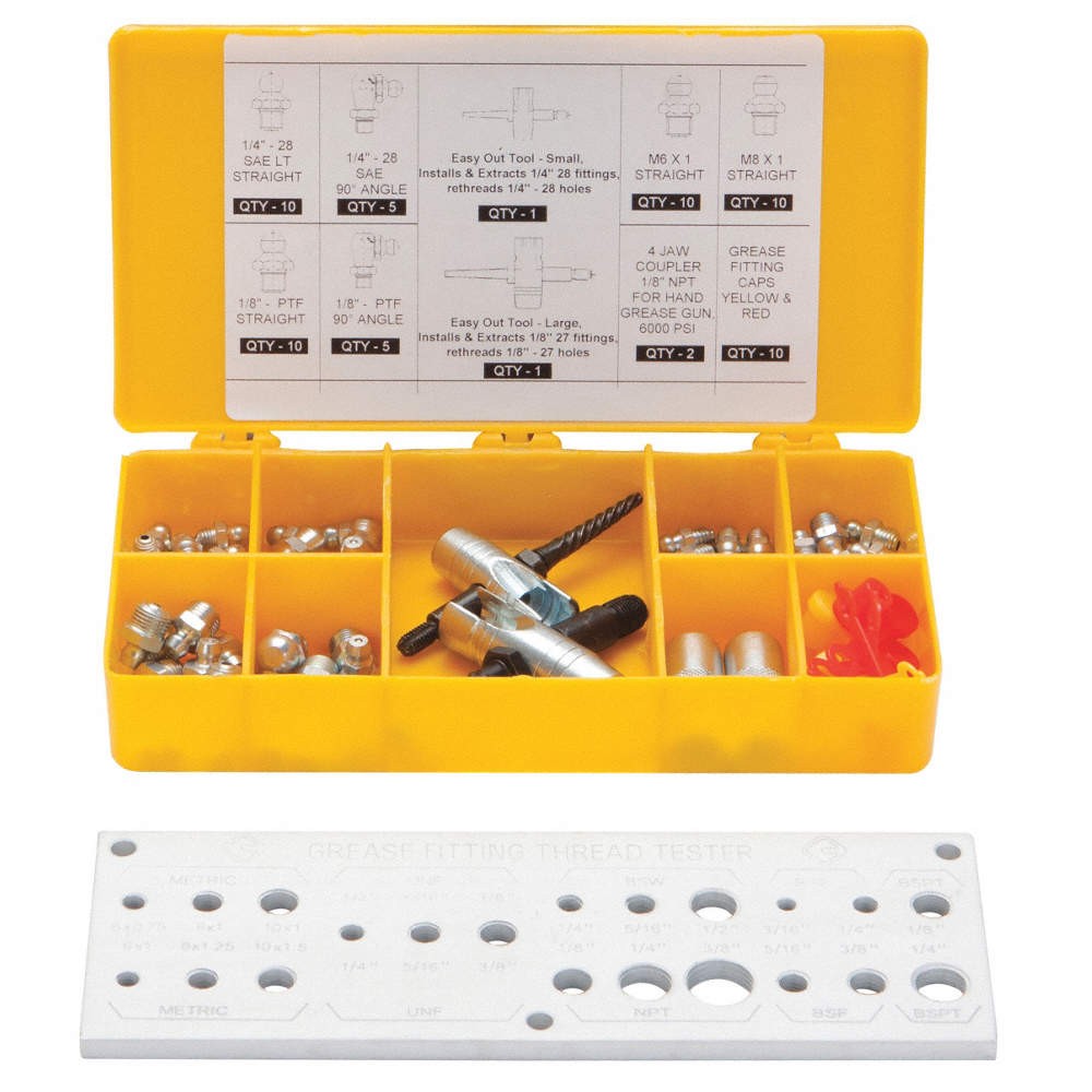 WESTWARD 13X065 Greasing Fitting Kit, 65 Pc. 13X065