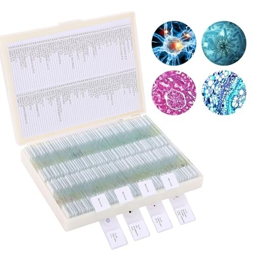 120 Microscope Slides Set with Specimens - Plant, Insect, Animal & Algae for Sci