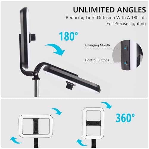 Selfie Ring Light with Stand, Tripod with Dimmable LED Lights, Extendable Ring