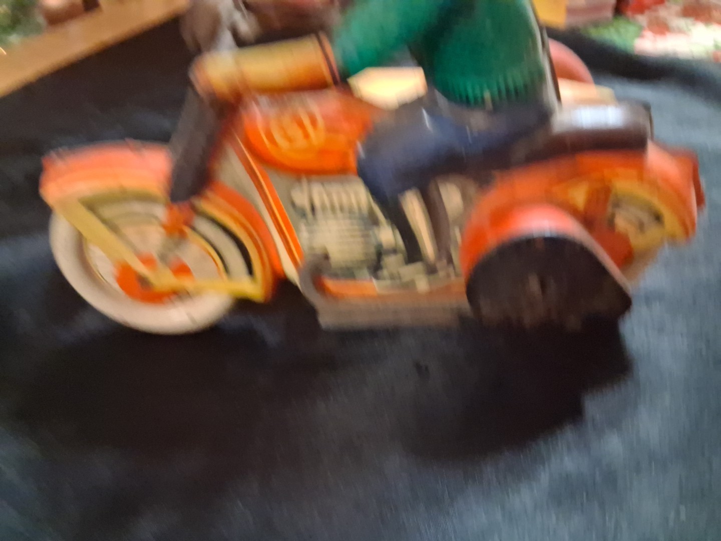 Rare 1960's Soviet Wind-Up Tin Motorcycle W/ Side Car, All Original Kiev Biker
