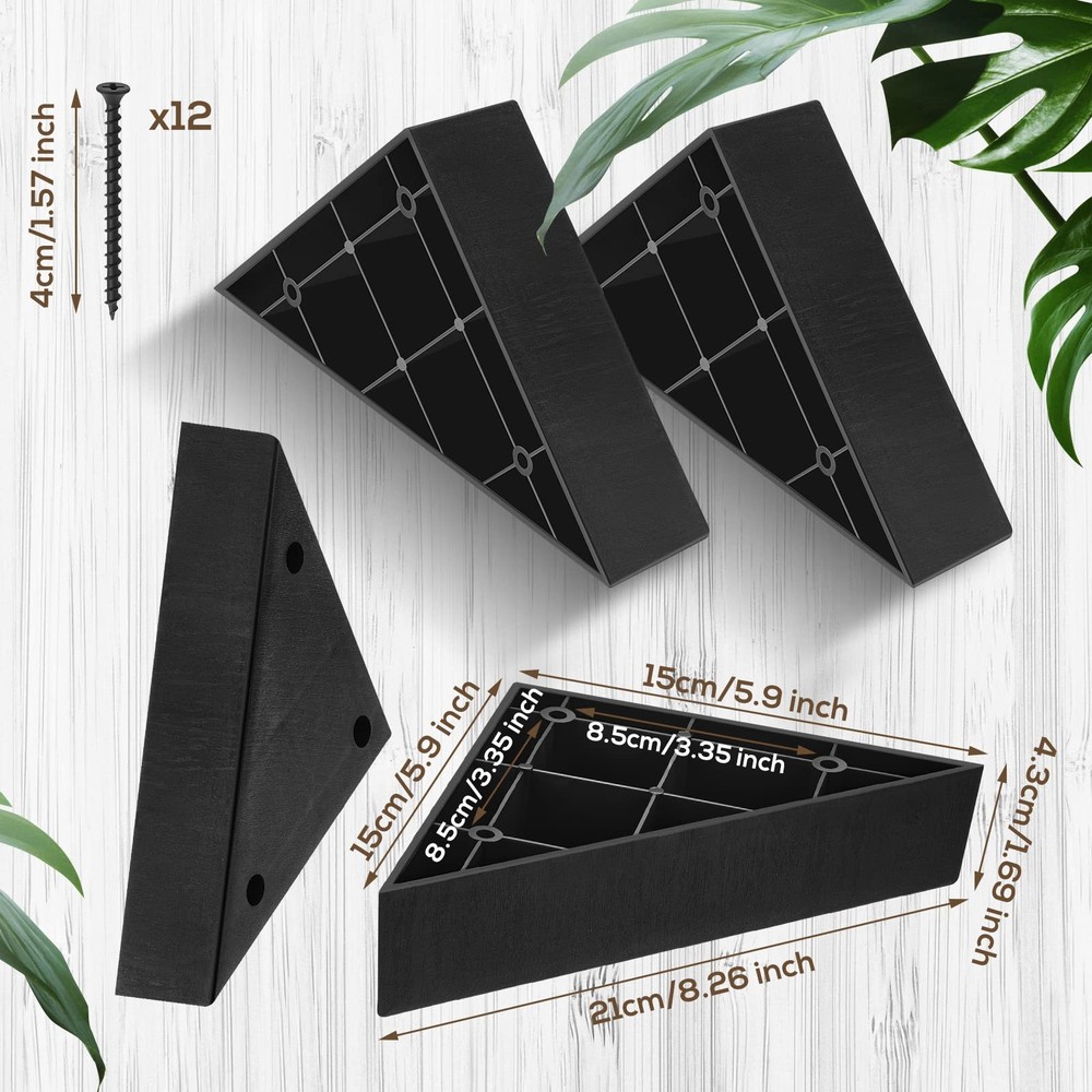 4 Sets Plastic Triangle Corner Sofa Couch Legs Replacement with Screws