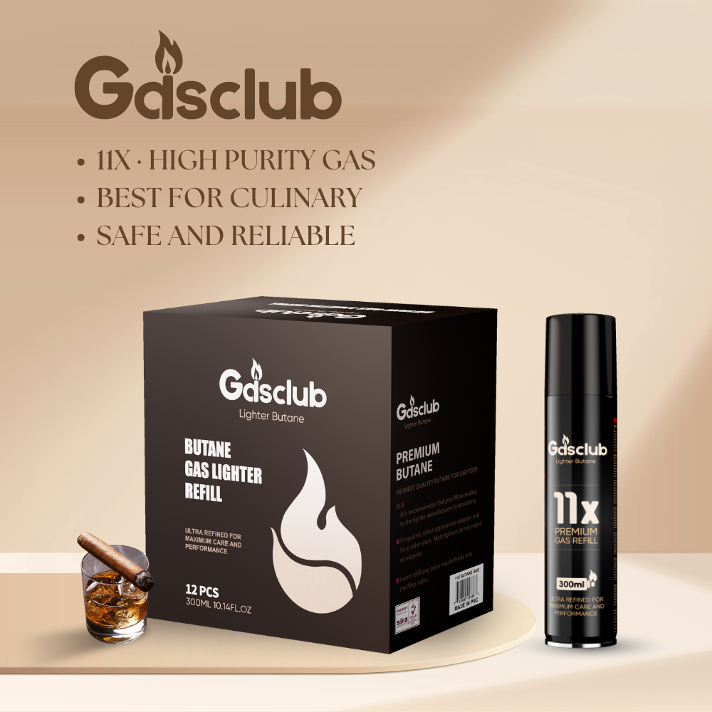 11X Refined Butane Lighter Gas Fuel Refill Gasclub 300ML 10.14 oZ Cartridge
