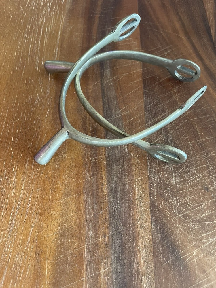 Authentic Vintage English Riding spurs Solid NICKEL never rust