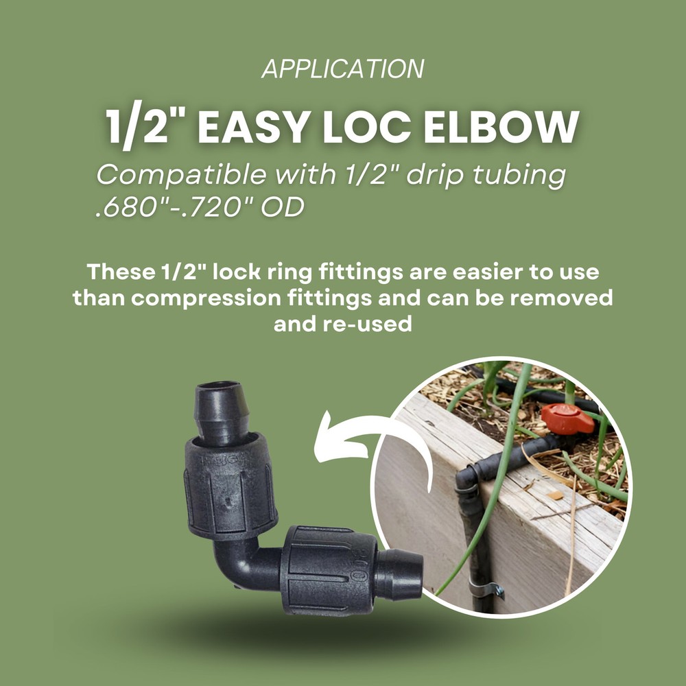 50 Pack Irritec 1/2" Easy Loc Elbow