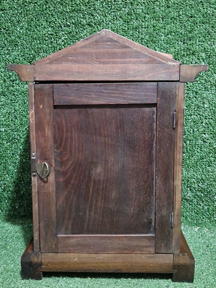 Vintage Wall Mantle Clock Oak Case Missing Key Untested Unbranded