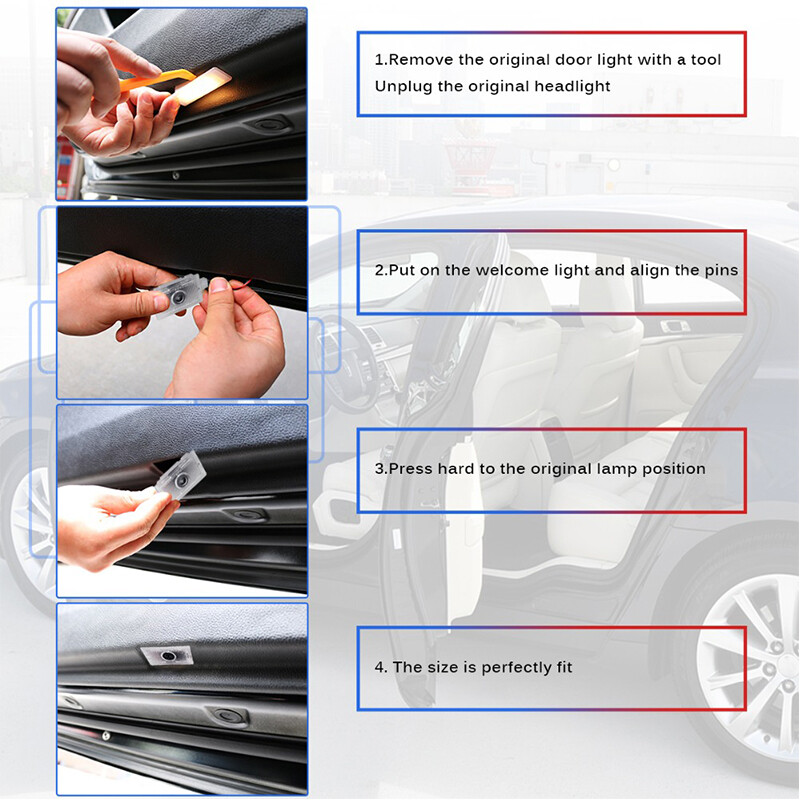 New 2x White Car LED Door Shadow Projector Lights HD For Chrysler 300 2005-2021