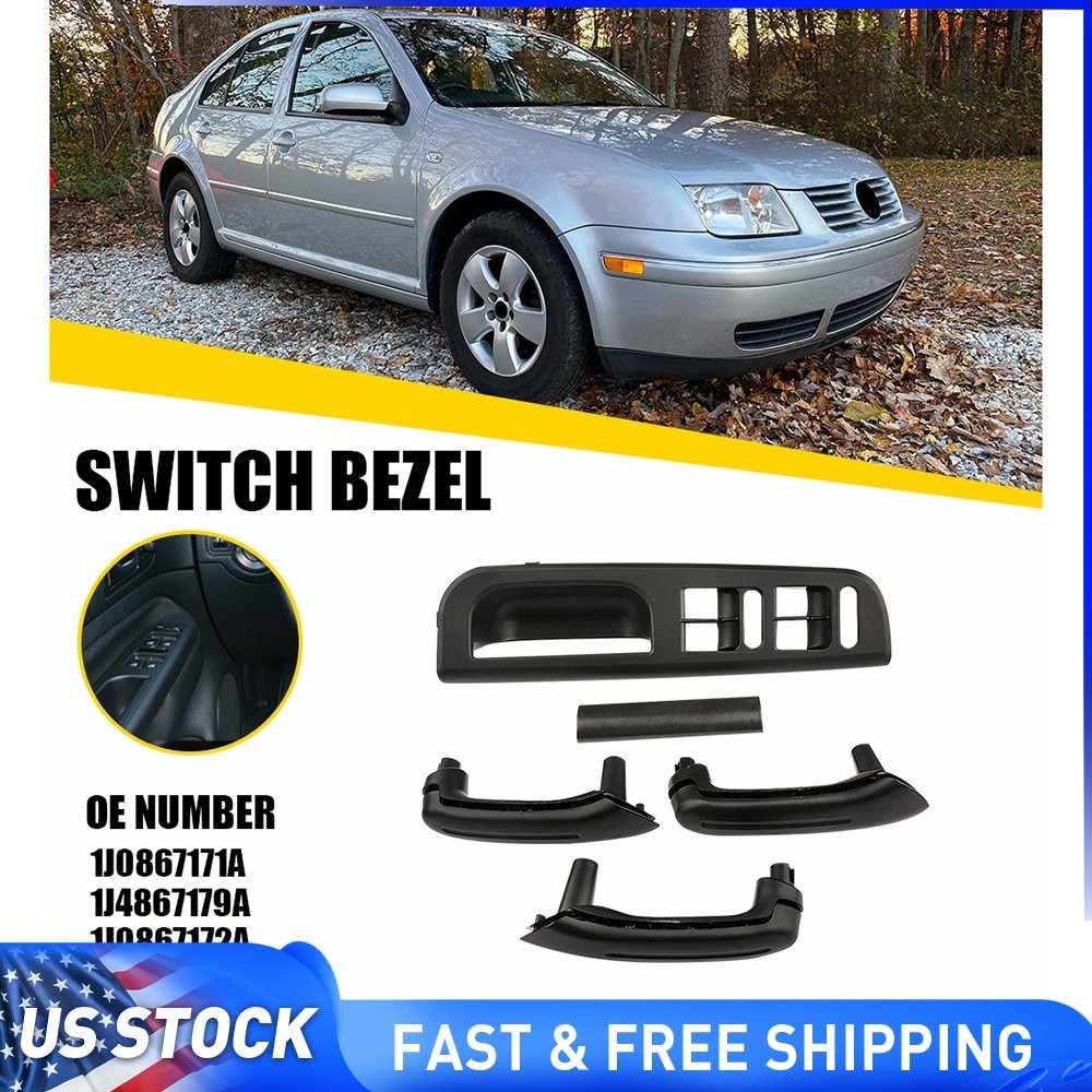 Window Switch Panel Bezel & Door Pull Handle Set For VW Golf MK4 1998-04 USA
