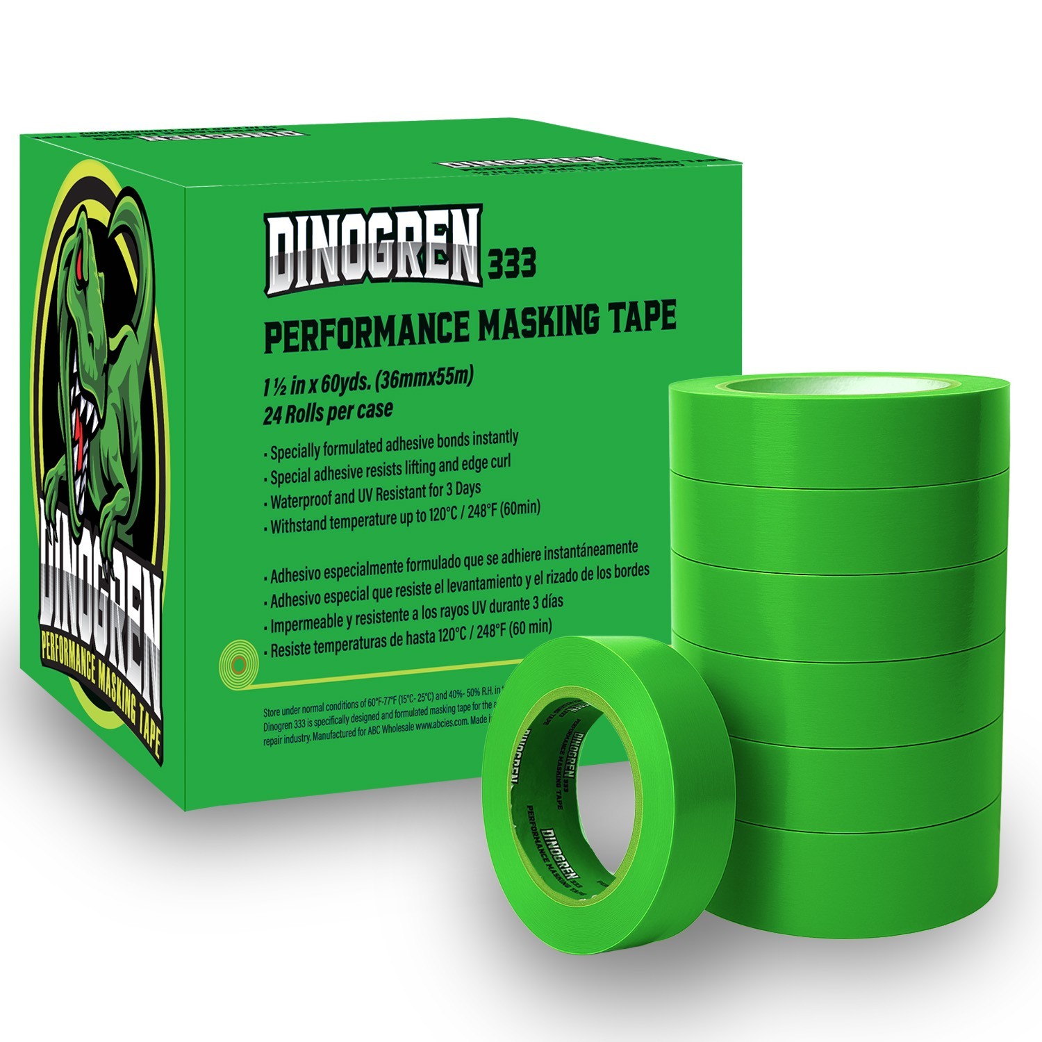 DINOGREN 333 Automotive Performance Masking Tape 1 ½" x 60 yd - 24-Rolls (7766)