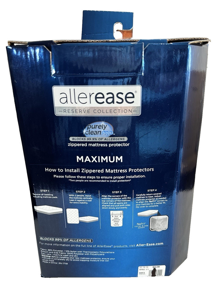 Allerease Reserve Collection Purely CleanPro Zippered Mattress Protector Full