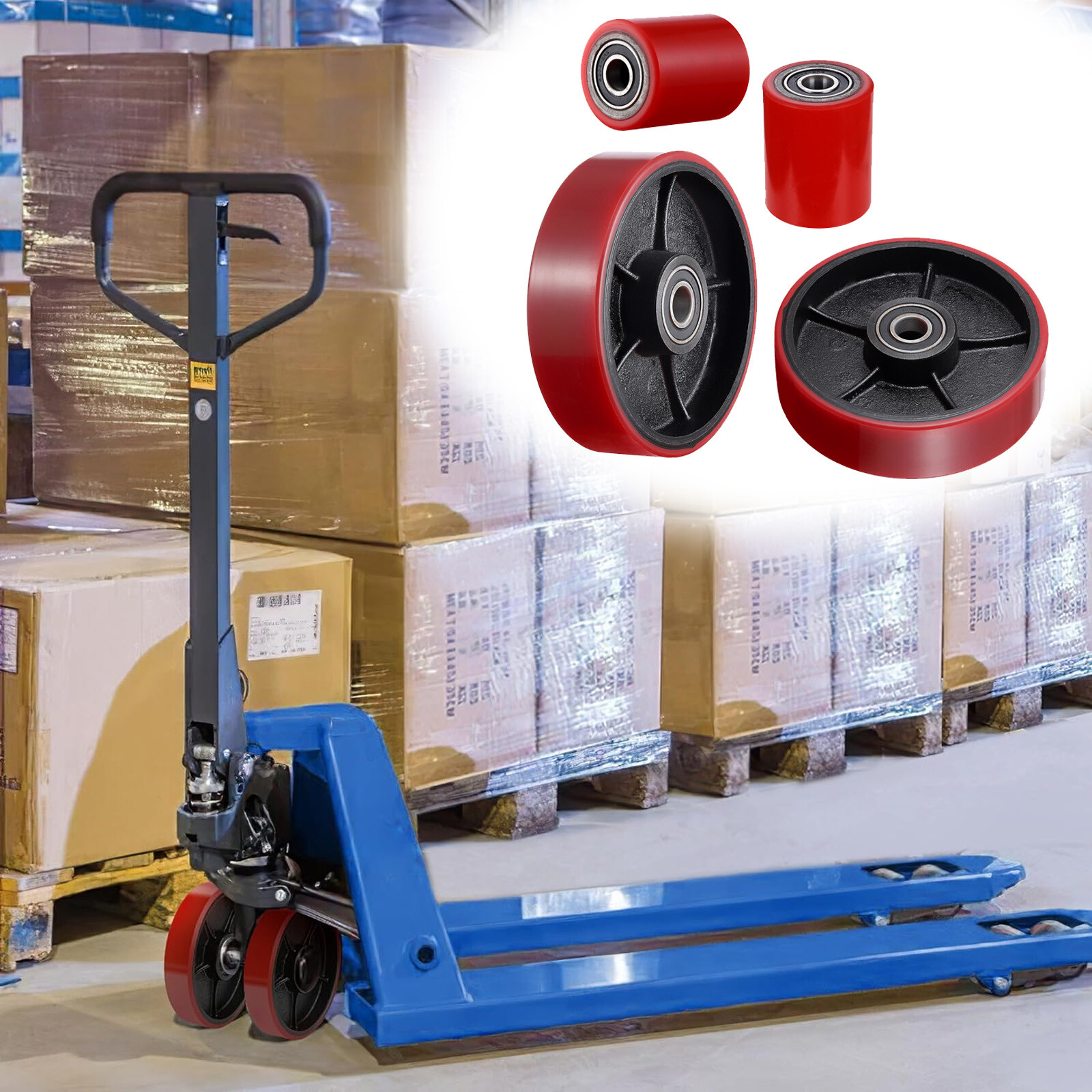 Pallet Jack Lift Truck Steer Load Wheels Set Replacement Kit 20mm ID Bearings