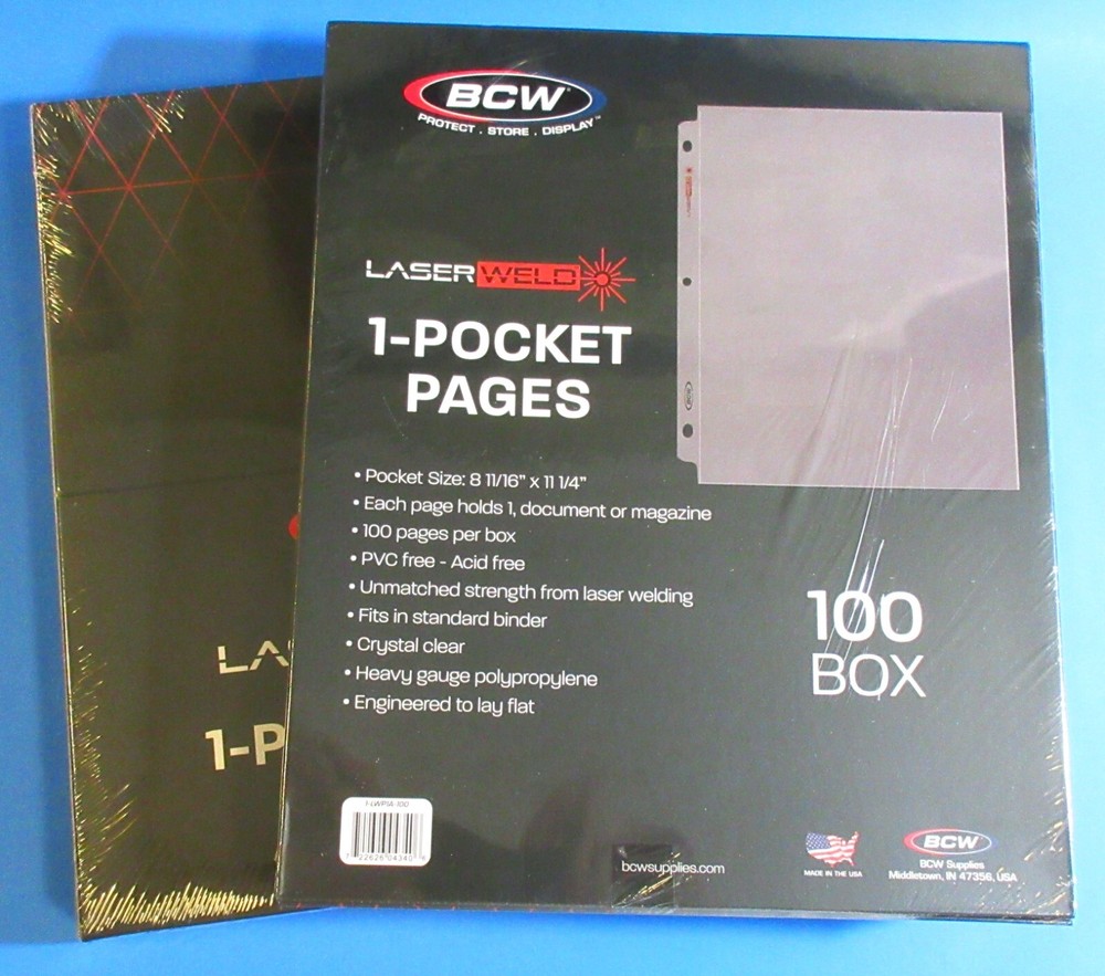 200 LASERWELD 1-POCKET 8½" x 11" DOCUMENT PAGES,FITS 3-RING BINDER-CRYSTAL CLEAR
